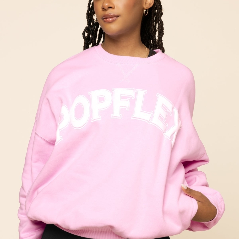 POPFLEX Women's Light Pink Crew Neck Sweater - Picture 8 of 8